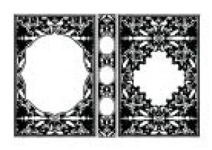 وکتور کادر و حاشیه خطی گلدار با طرح لوزی سیاه و سفید